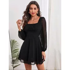 Shein Vestido Evangélico Casamento Preto Transparência Chiq