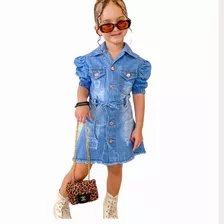 Vestido Jeans Infantil Menina Mini Diva Natal Ano Novo