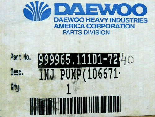 New Daewoo 106671-4834 Injection Pump 999965.11101-7240  Vvh Foto 8