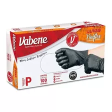 Luvas Descartáveis Vabene Viniflex Cor Preto De Elastômero Termoplástico X 100 Unidades