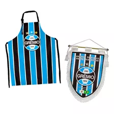 Kit Pai Tricolor Avental E Flâmula Grêmio Oficial Licenciado