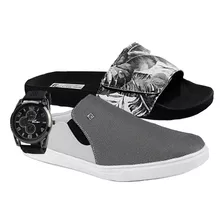 Tênis Sapatênis Slip On Mule E Chinelo Slide + Relógio