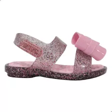 Sandália Barbie Glam Baby Laço Grendene Kids Rosa Glitter