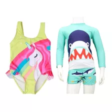 Traje De Baño Enterito Para Niño Y Niña Playa Piscina.