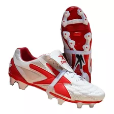 Tenis Futbol Tacos Tachones Concord Blanco Rojo 100% Piel 