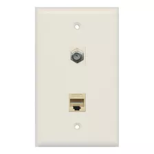 Riteav - 1 Placa De Pared Tipo F Coaxial Y 1 Puerto Ethernet