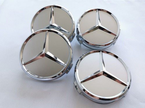 4 Tapas Centro De Rin Mercedes Benz, 75mm, Silver Matte Foto 5