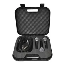 Kit Com 3 Microfones C/fio Leacs Lc 59 Beta + Cabos Brinde