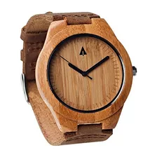 Reloj Bamboo Con Cuero Marron Genuino Co