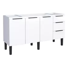 Gabinete Cozinha Aço 160cm 3 Gavetas Branco Jupter Cozimax 