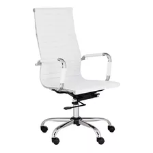 Silla De Escritorio Muebo Ejecutivo Gerencial Aluminium Alta Ergonómica Blanca Con Tapizado De Cuero Sintético