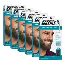 Kit 6 Tintura Grecin5 Gel Barba E Bigode 28g Castanho Escuro