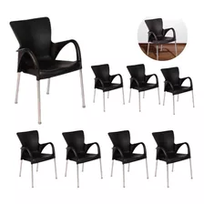 8 Cadeiras Preta Setubal Jantar Poltrona Premium Suporte 120