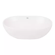 Pileta Apoyo Roca Lea Lavatorio Oval Sobre Mesada 45x29.5x13 Acabado Brillante Color Blanco