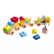 Tren Con Bloques De Madera Tooky Toy Ft686