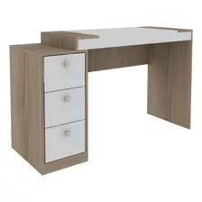 Escritorio Muebles Web Linea Premium - 3 Cajones Mdp - Almendra/blanco