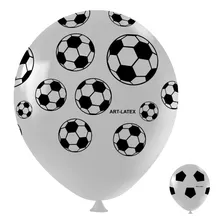 Balão Bexiga Temático 11 Futebol 25 Unidades Art Latex Cor Futebol Branco C/ Preto