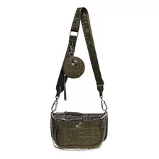 Bolsa Benergy Steve Madden Mujer Acabado De Los Herrajes Níquel Color Verde Musgo Correa De Hombro Verde Musgo Diseño De La Tela Estampado