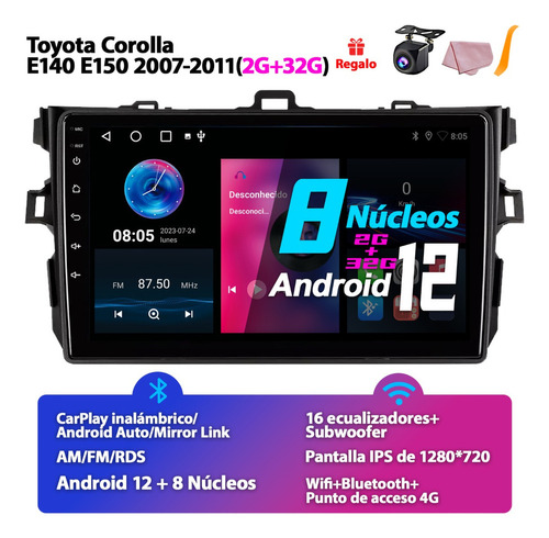 Estreo Para Toyota Corolla 2007-2011 Wireless Carplay Gps Foto 2