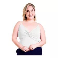 Roupa Feminina Plus Size Camiseta Regata Alça Fina Decotada