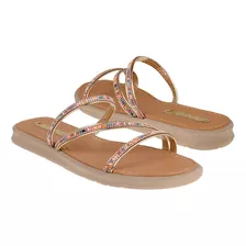 Sandalias Dama Stylo 17914 Textil Oro