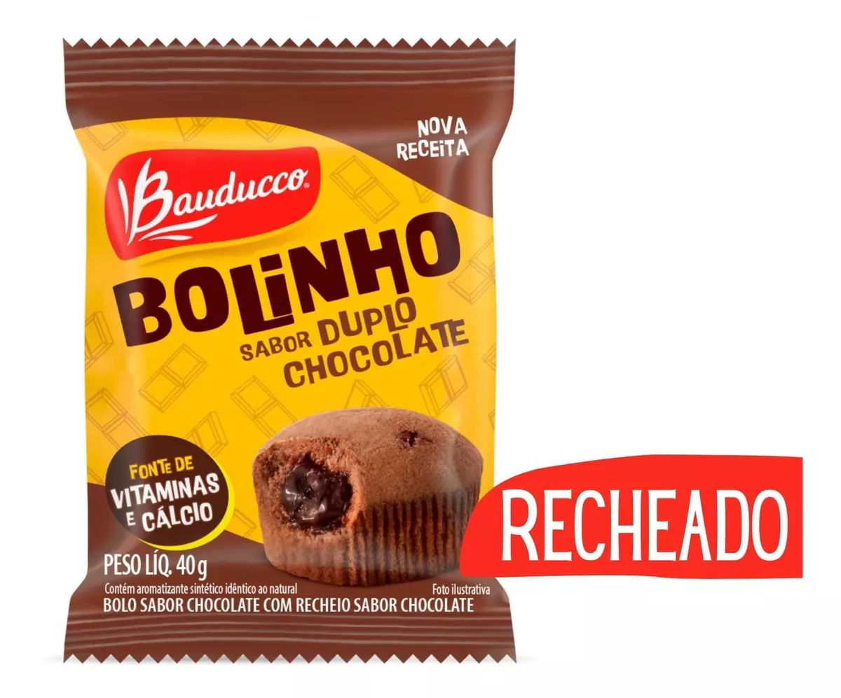 Bolinho Bauducco Bolo Recheado Duplo Chocolate Lanchinho 40g