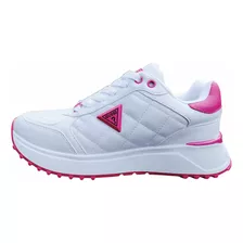 Tenis Guess Original Dama Blanco Rosa Grow Casual 