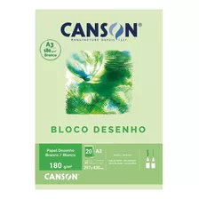 Bloco Desenho A3 180g Branco 20 Folhas Canson