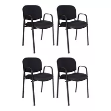 Set De 4 Sillas Para Sala De Espera Visita Descansabrazos