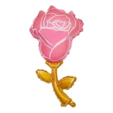 1 Globo Flor Rosa Con Tallo Dorado 