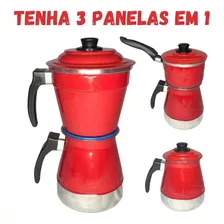 Cafeteira 3 Em 1 Vermelha Café Cuscuz Nordestino E Fervedor