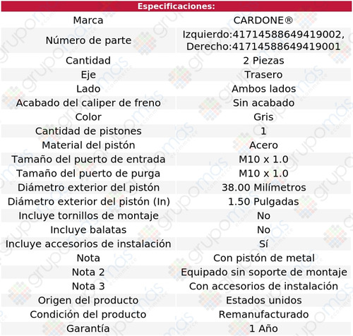 2 Mordazas De Freno Traseros Para Kia Rondo 09 Al 10 Cardone Foto 2