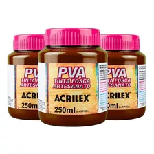 Kit Tinta Pva Fosca Artesanato 250ml 3und Rústico Acrilex