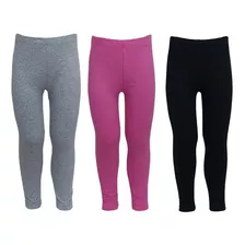 Kit Com 3 Calças Cotton Legging Menina Infantil Criança