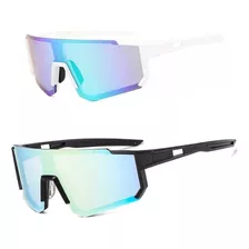 Óculos De Sol Bike Esportivo Corrida Proteção Uv Kit 2 Peças Cor Branco E Preto Cor Da Armação Branco E Preto Cor Da Lente Espelhado