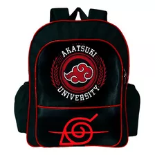 Mochila Escolar G University Akatsuki Naruto Preto Vermelho