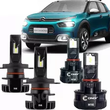 Kit Lampada Super Led Plus Citroen Cactus 2018 2019 2020 Farol Alto Baixo E Milha 12000 Lumens Com Foco