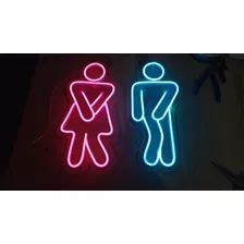 Placa Luminoso Neon De Led - Wc Masculino E Feminino 2 Pçs