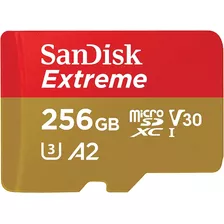 Tarjeta Memoria Sandisk Extreme 256gb C10, U3, V30, 4k, A2