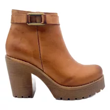 Botas De Mujer Botinetas Cuero Vacuno Taco Alto Fiori Piscis