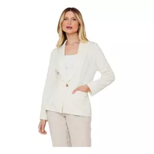 Blazer Alfaiataria Malha Power Color Off White Miss Joy 7244