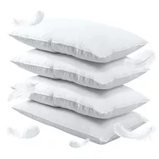 4 Almohadas Hoteleras Pluma De Ganso Natural 95/5 Premium Ks Color Blanco