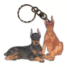 Llavero De Automoción, Llavero De Madera Pp Doberman Pinsche