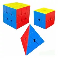 Kit Cubo Mágico Moyu 2x2 + 3x3 + Piraminx Profissional Cube