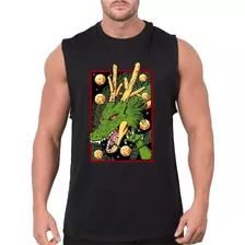 Regata Masculina Algodão Camiseta Shenlong Dragon Ball Goku