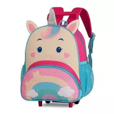 Mochila Carrinho Rodinhas Infantil Clio Pets Hop Zoo Escolar