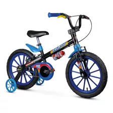 Bicicleta Infantil Aro 16 Menino Nathor Preto Azul Tech Boys