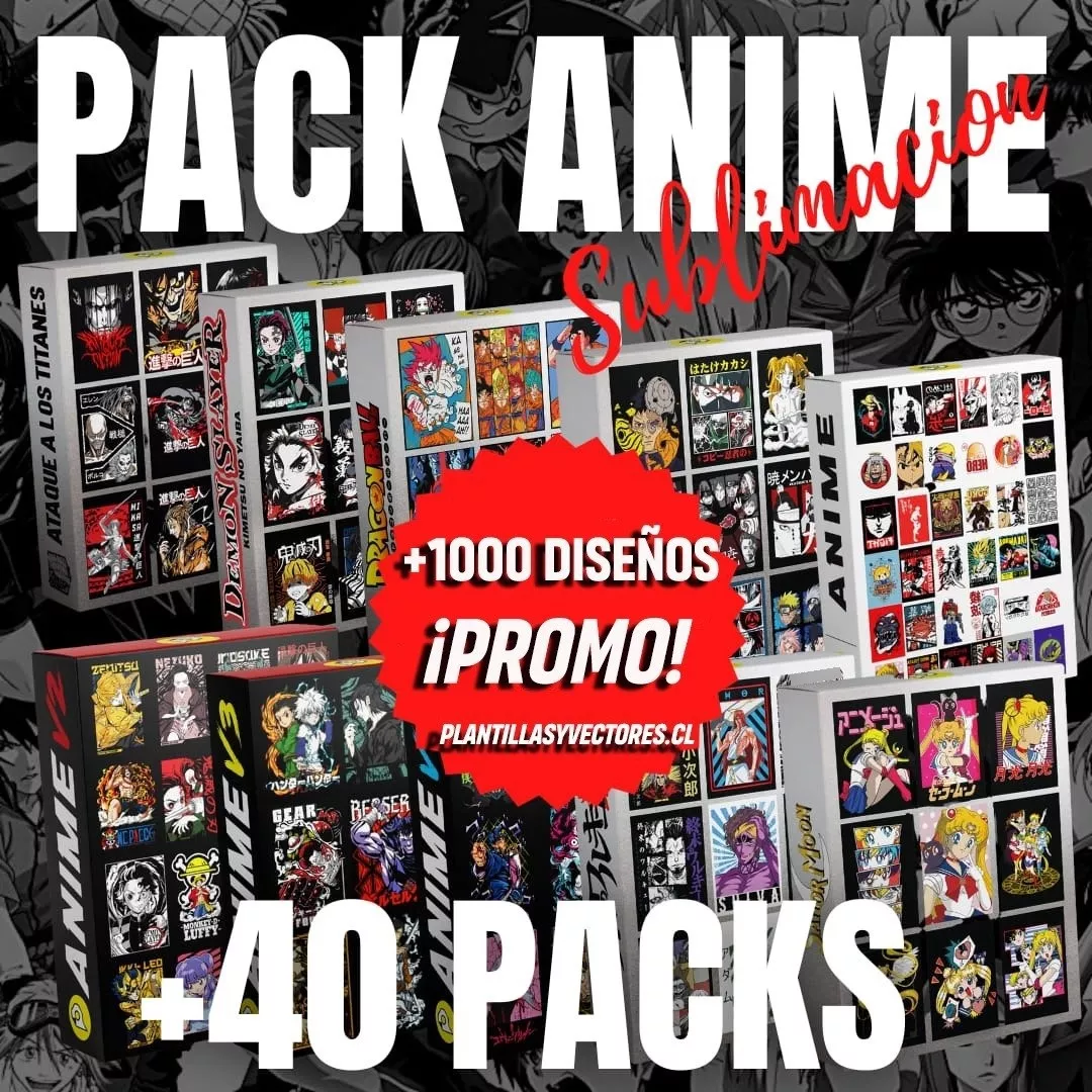Megapack Plantillas Sublimación Vectores Anime +1000 Diseños