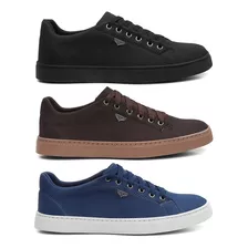 Kit 3 Pares Sapatenis Masculino Tenis Casual Cano Baixo 