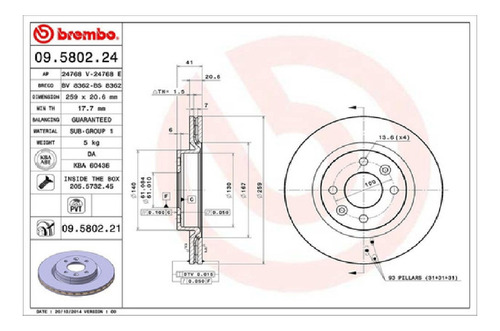 Disco Delantero Nissan Platina Grado A 2002 Al 2007 Brembo Foto 2